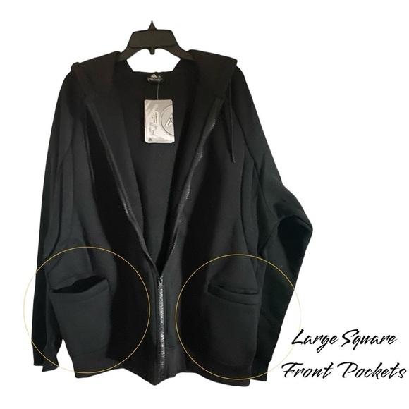 Hooded Jacket, Front Large Square Front Pockets Size XL Unisex Got…Black… - Picture 3 of 8